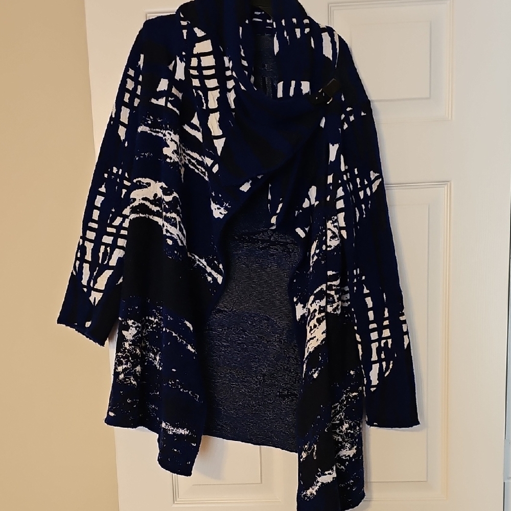 Stylish Women's Navy and White Cardigan